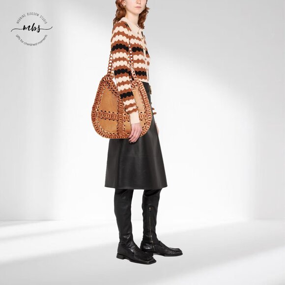 J. Crew Loop Chain Leather Shoulder Bag Tan - Picture 1 of 9